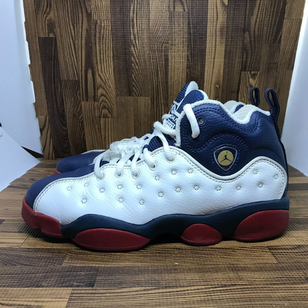 Nike Air Jordan Jumpman Team II Shoes White Blue Red Gold 820273-146 Size 5Y - Picture 3 of 6